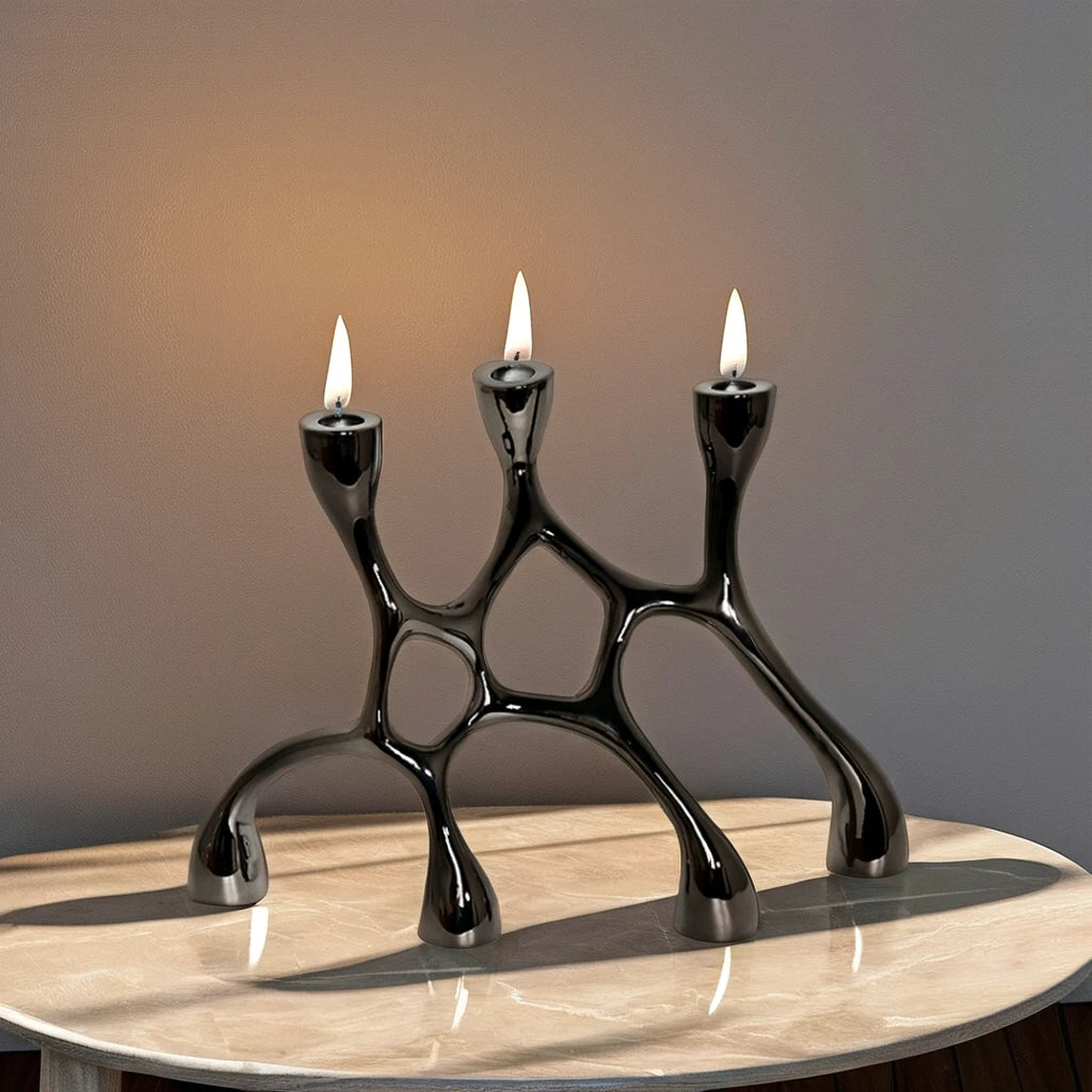 Modern Light Luxury Polyresin Art Deco Durable Eco-Friendly Candle Holders for Wedding Home Decor