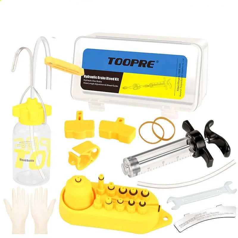TOOPRE Universal Bicycle Repair Tool Set Disc Brake Oil Drain Kit with Syringe for Mountain Road Vehicle Tire Fluid Filling