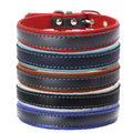 Contrast Color Heavy Duty Pet Dog  Real Leather Collar Padded for Medium Large Dogs Pet Products