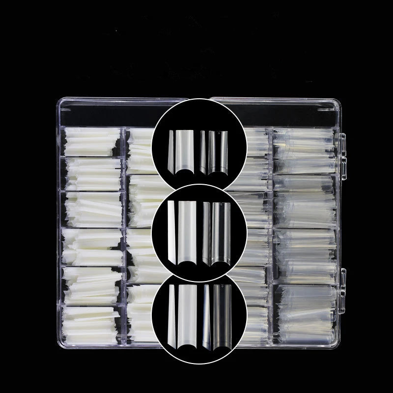 600pcs Nail No C Curved Half Cover French square extra Long XXL Softgel Refill Bag clear Nail Art Tip