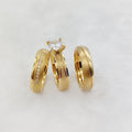 Romantic 18K Gold Plated Engagement Rings Set Classic 3pcs Couples Jewelry for Men Women for Wedding Gift Party Anniversary