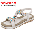 Hot Selling Women's Versatile Rhinestone Flat Sandals Ladies Casual Fashion Seaside Beach Wholesale Fashion Shoes Women slippers