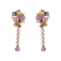 Exquisite Rose Gold & Silver 925 Jewelry Natural Tourmaline Flower Drop Earrings for Women for Wedding Party Mothers' Day Gifts