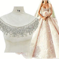 WDP-278 Hotsale 2023 Silver and Gold Parches Bordados De Pedreria Rhinestone Bodice Applique for Wedding Dress