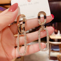 European Fashion Rhinestone Earrings Female Temperament Geometric Eardrops Shinny Crystal Drop Earring