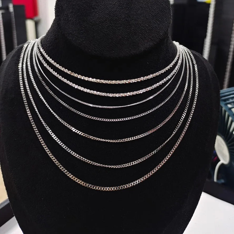 Bulk Wholesale Premium Sterling Silver Plain Necklace Chains for Unisex Chains Minimalist Texture Men's & Women's