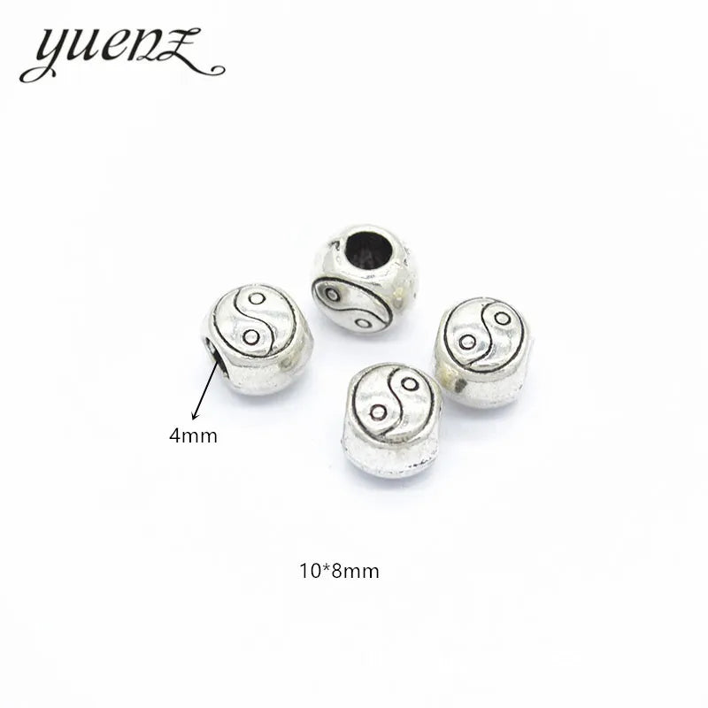 YuenZ Antique Silver Color Big Hole Tai Chi Beads Spacers Beads Fit European Charm Jewelry Accessories DIY Findings R102