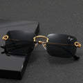 Lmamba 8036 Custom Logo Square Women Black Retro Sun Glasses Luxury Designer Brand Fashion Shades Rimless Sunglasses Man 2024
