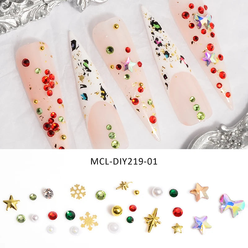 Crystal Flat Back Nail Rhinestone Diamond Gem 3D Glitter Nail Art Decoration 12 Grid/box Set of AB 10 Plastic 33g 900pcs/box