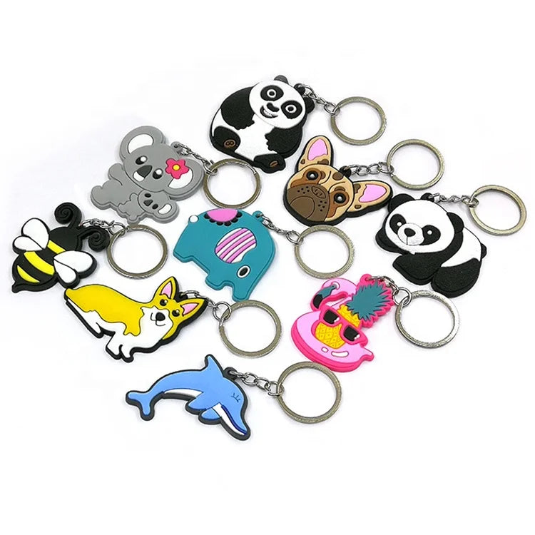 Wholesale Cartoon 2d Soft Pvc Plastic Keychains Anime 3d Silicone Rubber Pvc Key Chain for Gifts