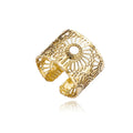 MICCI French Elegant Minimalist Retro 14K Gold Opening Female Adjustable Ring Hollowed-out Flower Titanium Steel Stainless Steel