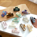 Custom Logo Women's Floral Square Tortoiseshell Eco-Friendly Acetate Claw Hair Clips Available in Sizes 5cm 7.5cm 10.5cm 13cm