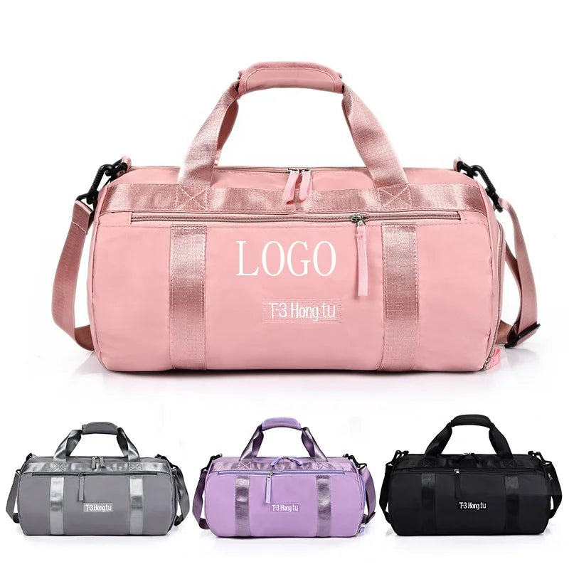 Custom Logo Gym Women Design Waterproof Fashion Man Nylon Duffel Tote Bag Luggage Duffle Travel Bag With Shoe Compartment