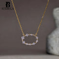 Light Luxury Trendy 925 Sterling Silver Fine Jewelry Pave Zircon Ellipse Pendant Necklaces for Women