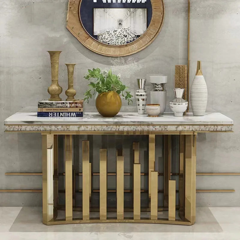 YSS Factory Direct Modern Luxury Console Table Mirror Gold Marble for Entry Hallway Living Room Feature Storage Directly Sourced