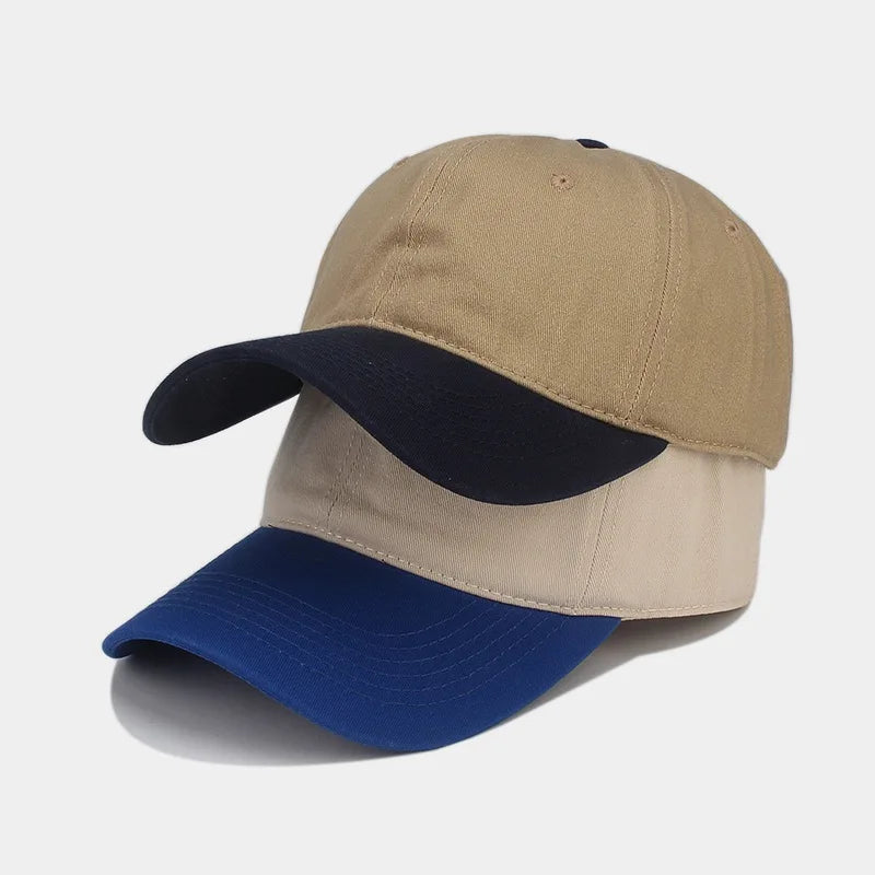 Fashionable Simple Splicing Two-Tone Soft Top Dad Hats Europe and Britain Retro Custom Embroidery Logo Cotton Baseball Caps