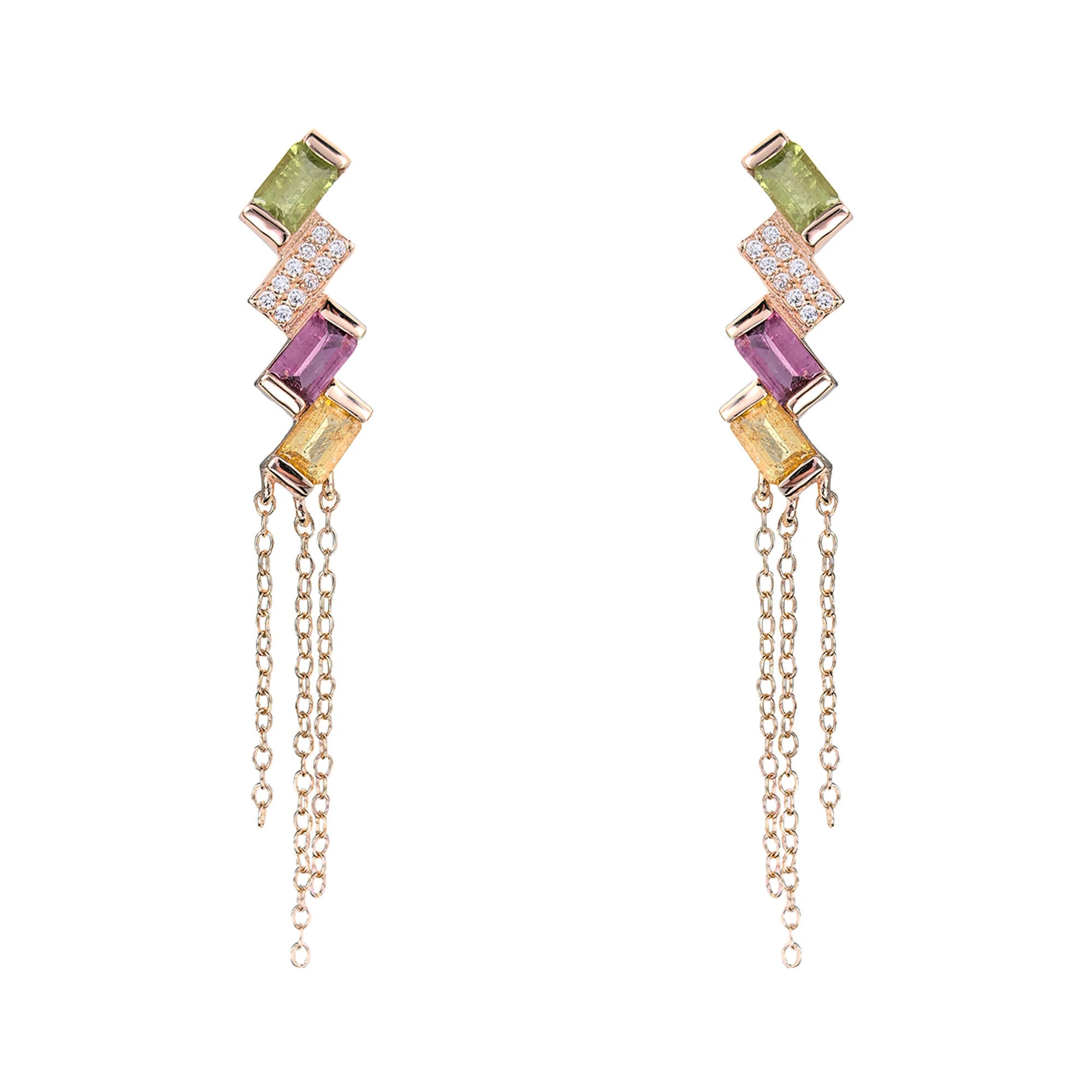Graceful Rose Gold Plated 925 Sterling Silver Drop Earrings with Natural Tourmaline for Wedding Party Mother's Day Gift 2025