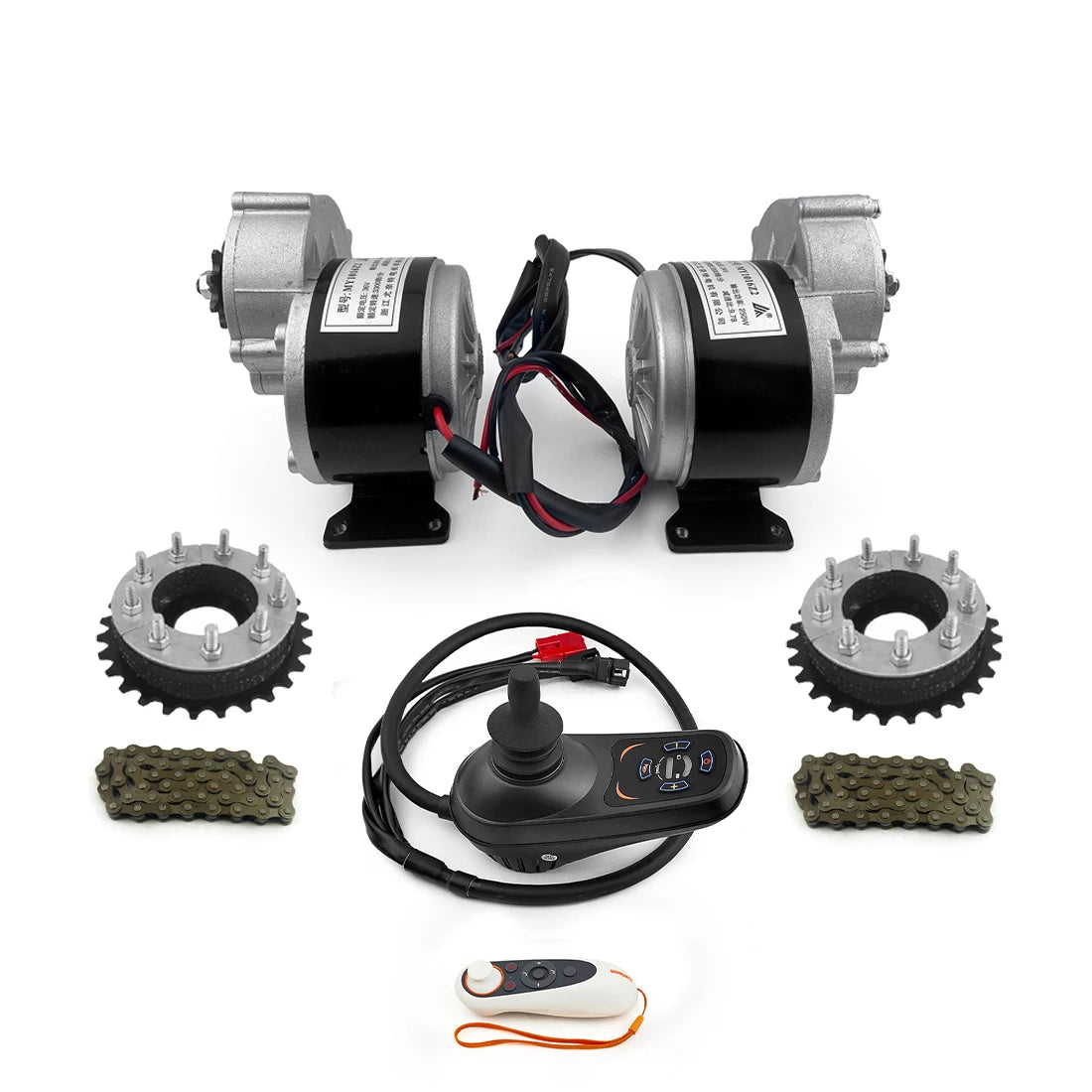 L-faster 24V 500W Motor Left Right Dual Drive Conversion Kit Hand Joystick Controller for 24" Spokes Electric Wheelchair Bike