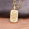 QIKU Fashion Rectangle Shape Eye Moon Star Gold Color Pendant Women Necklace Copper Zirconia Neck Chain Jewelry Wholesale