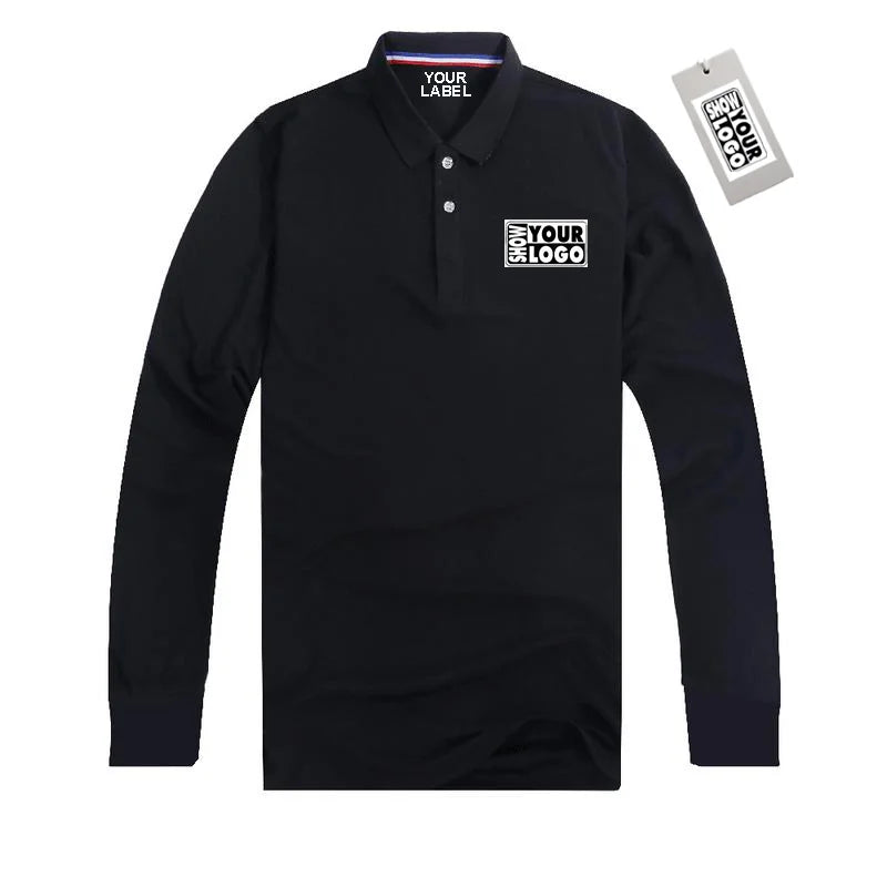 Free Labels Print and hang Tags Offer Custom Printing  Quick-dry Mens Long Sleeve Polo Shirt
