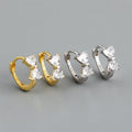 Exquisite Bowknot Shape 18k Gold 925 Sterling Silver Heart Shape Zircon Diamond Hoop Earrings for Women