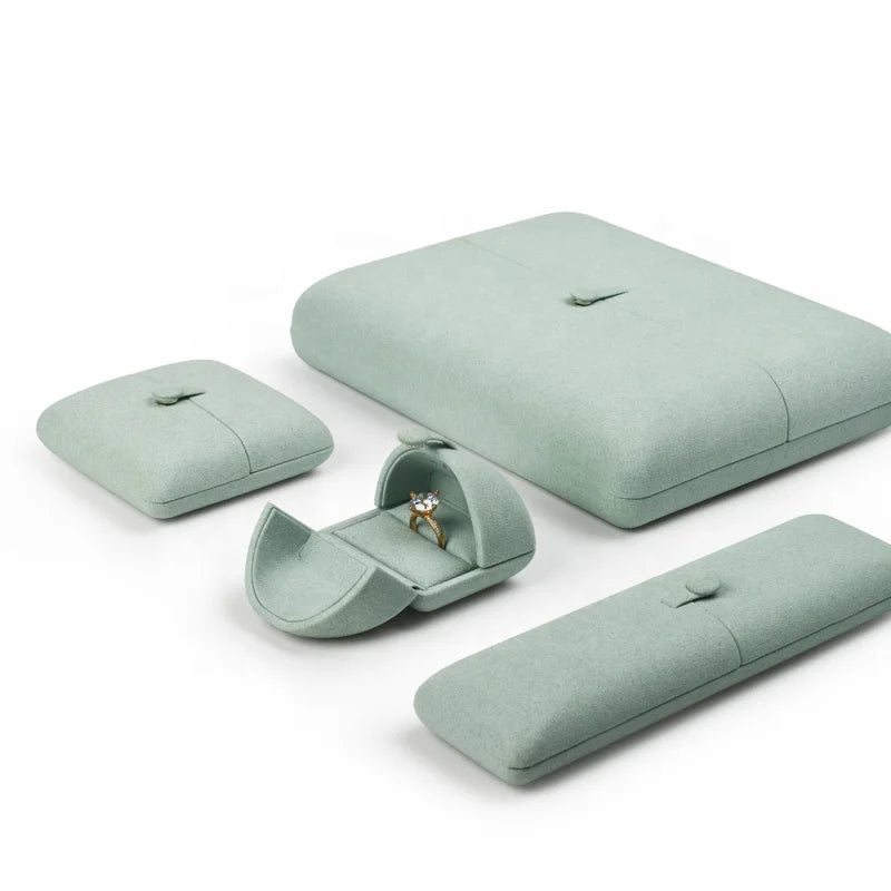 FANXI New Fashion Mint Green Velvet Jewelry Ring Box Earrings Boxes