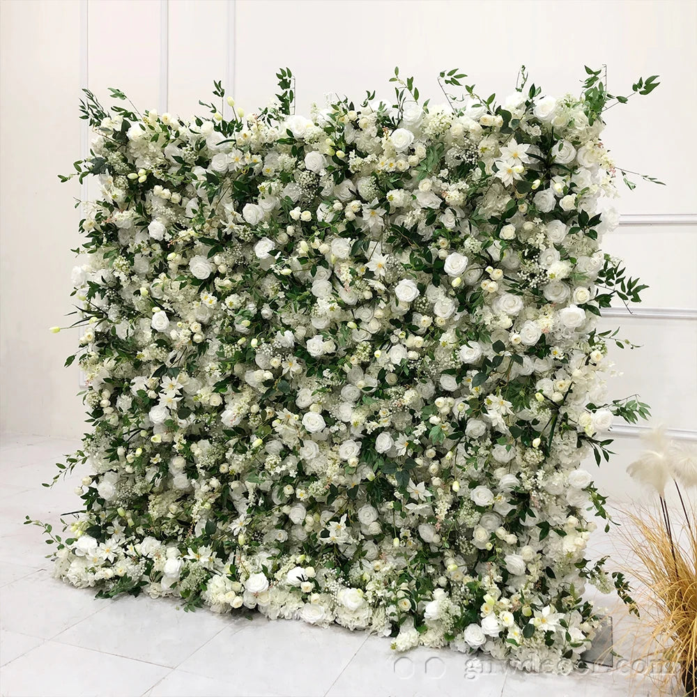 Party Event Floral Flower Decoration Artificial Flower Flower Wall Backdrop for Wedding Event Feather Wall Wedding Backdrop