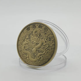 Antique Old Dragon Collection Souvenir Gift Metal Gold Lucky Commemorative Coin
