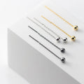 Small Round Ball Shape Black Ear Threader Gold Plated 925 Sterling Silver Dangle Drop Earrings Fashion Jewelry for Women