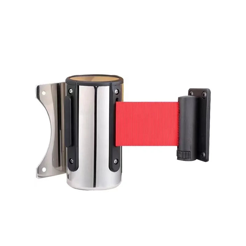 High-quality Wall-mounted Stainless Steel Crowd Control Stanchion with Retractable Belt