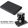 Multi-function Kitchen Accessories Sliding Coffee Maker Tray Mat ABS Base Smooth Rolling Wheels Stand Black