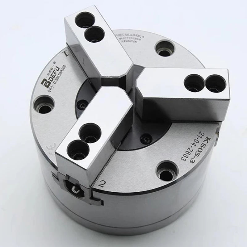 High Precision 3 Jaw Steel Pneumatic Chuck KS04-3 with 0.02mm Accuracy Mid-solid Type 4500 RPM Max for CNC Lathe Machine