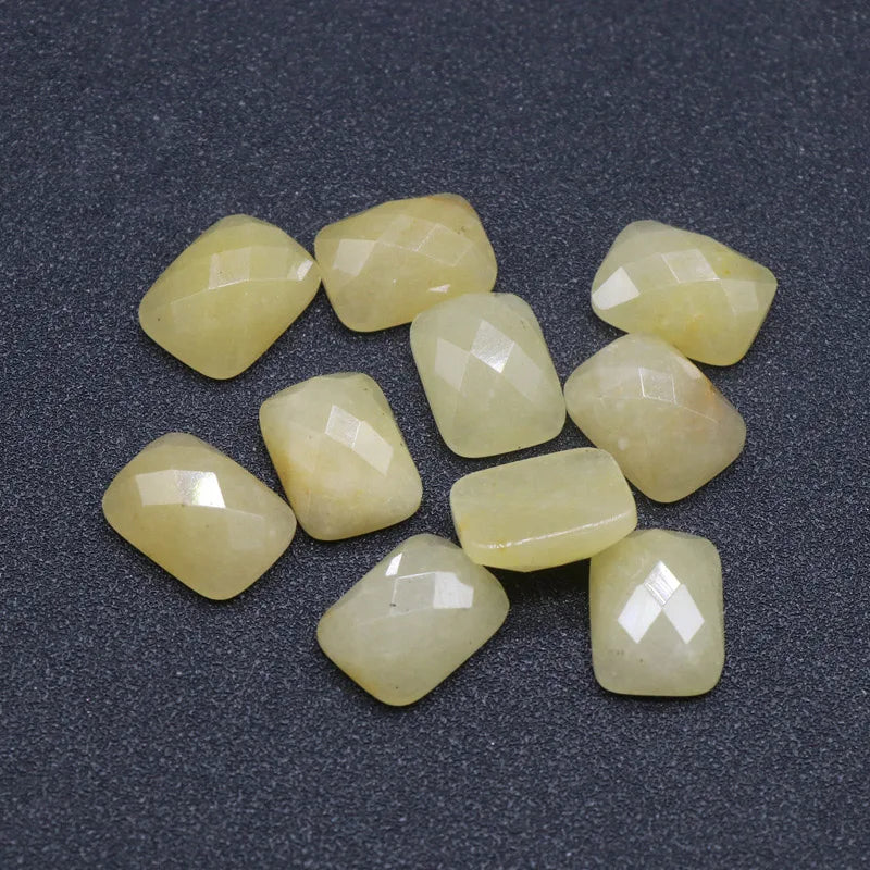 DIY Crystals Wholesale Natural Yellow Jade No Hole square Shape Cab Cabochons Stone Beads For Making Jewelry