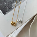 High Polished 18K Gold Plated S925 Sterling Silver Necklace Irregular Wave Geometric Pendant Necklace
