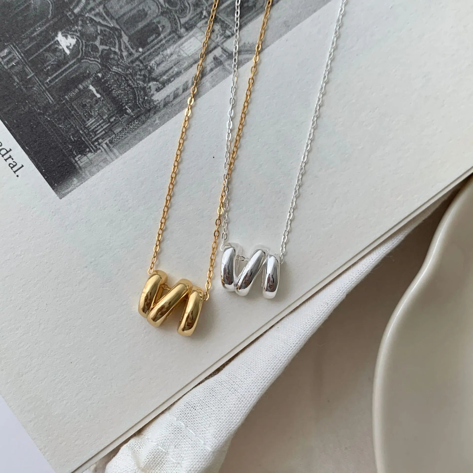 High Polished 18K Gold Plated S925 Sterling Silver Necklace Irregular Wave Geometric Pendant Necklace