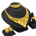 Jachon 24k Sling Alloy Four-piece Set Women's Jewelry Sargent Gold Necklace Bracelet Ring Earrings Jewelry Set