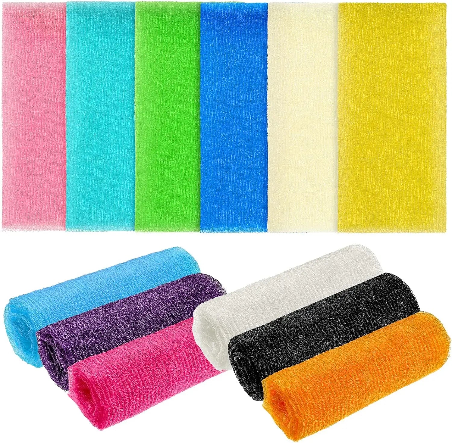 Exfoliating Washcloth Towel [3 Pack] Japanese Nylon Exfoliating Bath Wash Cloth for Body Exfoliation Korean Back Scrubber Wash