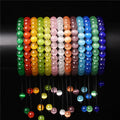 8mm Cat Eye Beads Bracelet Colorful Natural Opal Stone Crystal Chakra Strand Macrame Bracelets for Women