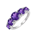 Abiding Classical Simple Ring Trend Natural Amethyst Gemstone 925 Sterling Silver Jewelry Band Ring for Women Wedding