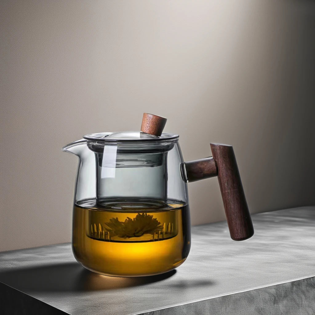 Hand Blown 600ml Glass Teapot Electric Pottery Stove Tea Steeping Set High-Temperature Resistant Single Pot for Home Use