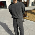 Autumn Heavy Loose Oversized O-neck Knitted Sweater Pullover Casual Long-sleeved Thermal Underwear Men's Street Wear Sweater