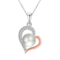 QINGXIN CUSTOM OEM Trendy ZIRCON Stone Fine Jewelry 925 Sterling Silver Women Heart Freshwater Pearl Necklaces