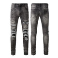 Custom Distressed Stonewashed Patchwork Straight Loose Fit Streetwear Hip Hop Ripped Quality Designer Jeans