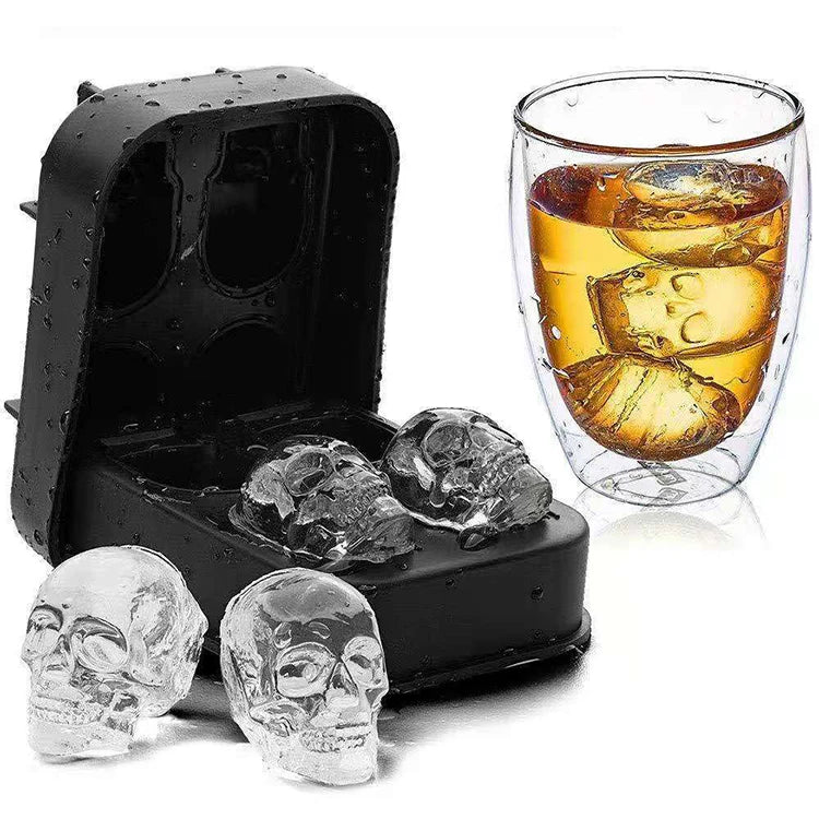 Food Grade 3D Ice Cube Tray Silicone Whisky Ice Block Molds Set for Cocktails Beverages