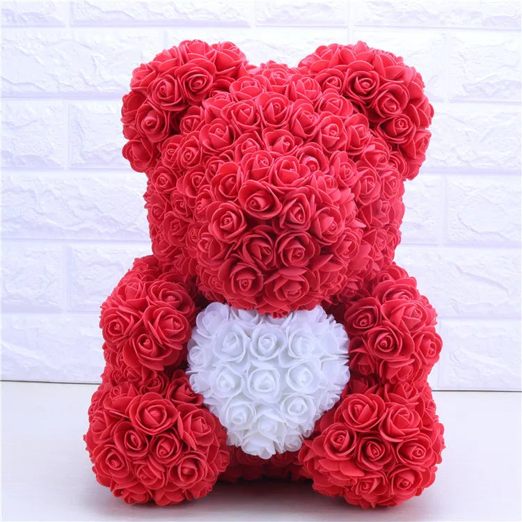 40cm Big Rose Teddy Bear Artificial Decoration with Heart Flower for Valentines Day Anniversary Gifts for Women Luxury Factory