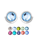 Fine fashion 925 sterling silver simple round shape crystal Gemstone stud earrings