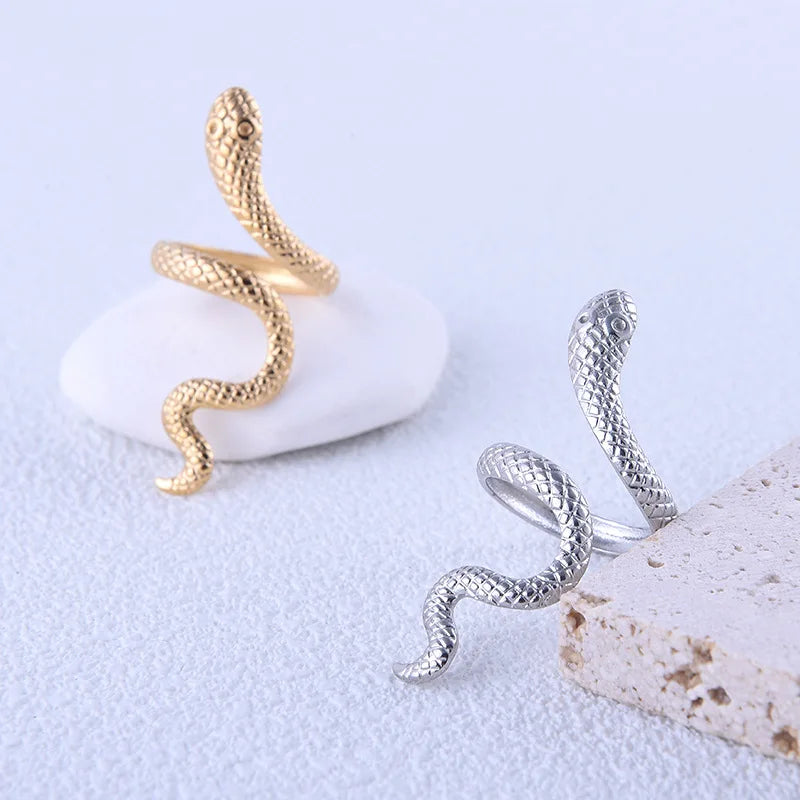 2026 Quality Jewelry Factory Wholesale Waterproof PVD 18K Gold Plated Stainless Steel Snake Ring