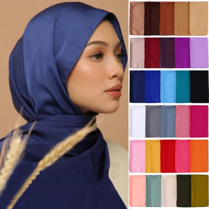 Sharut Wholesale Luxury Premium Elegant Malaysia Islam Muslim Women Satin Silk Hijab Scarf Plain Shawl Hijabs