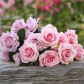 AF10519 Wedding Decoration Artificial Silk Rose Bouquets Flower 10 Heads Pink Rose Bouquet Floral Flowers