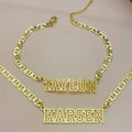 Lateefah OEM Stainless Steel Jewelry Set Personalized Nameplate Flat Chain Custom Name Necklace & Bracelet